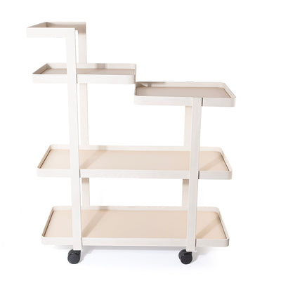 Beige Trolly with 4 Wooden Shelves