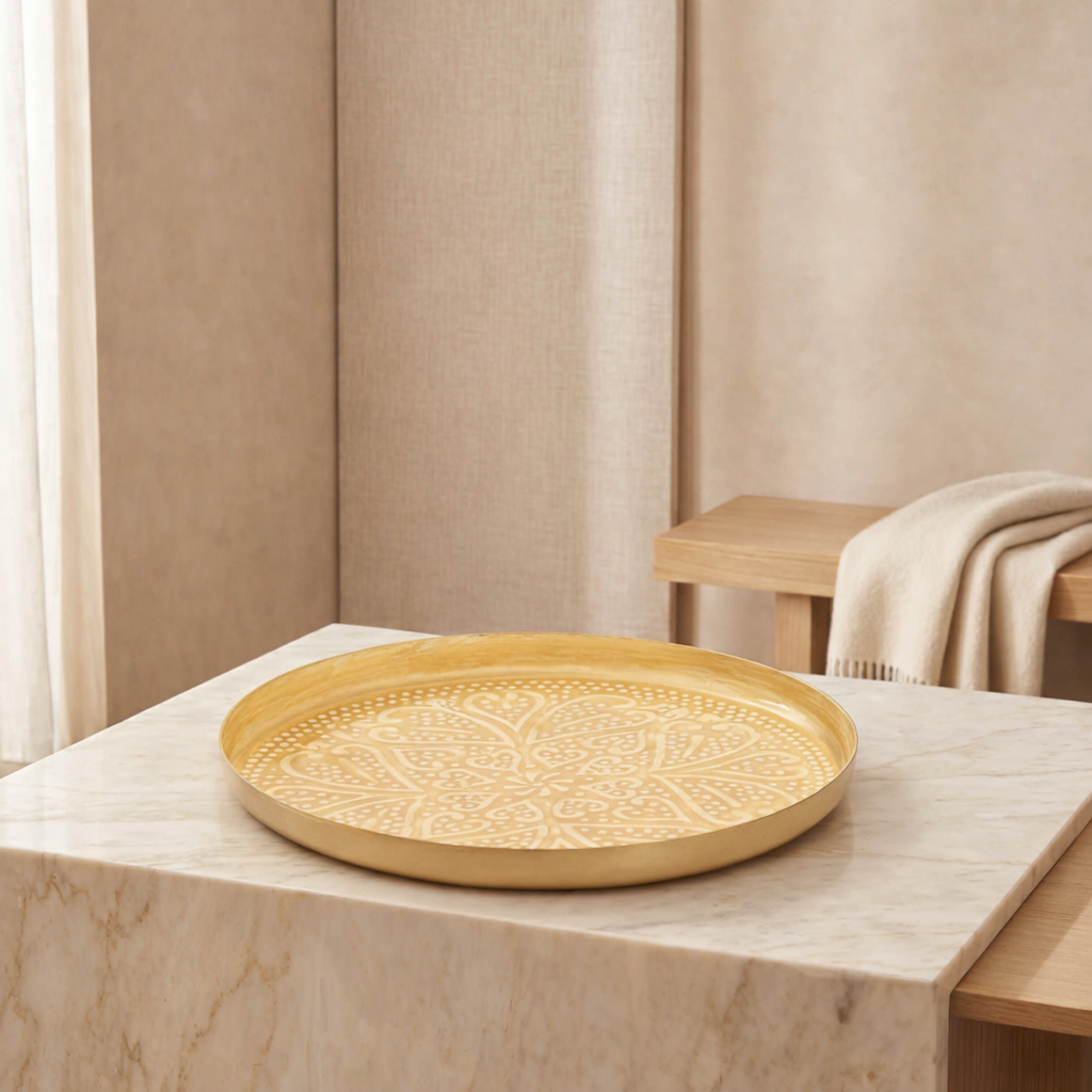 Medium Round Metal Tray With Different Patterns
