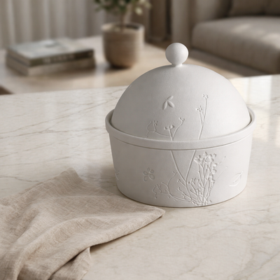 Matt White Ceramic Bowl with cover