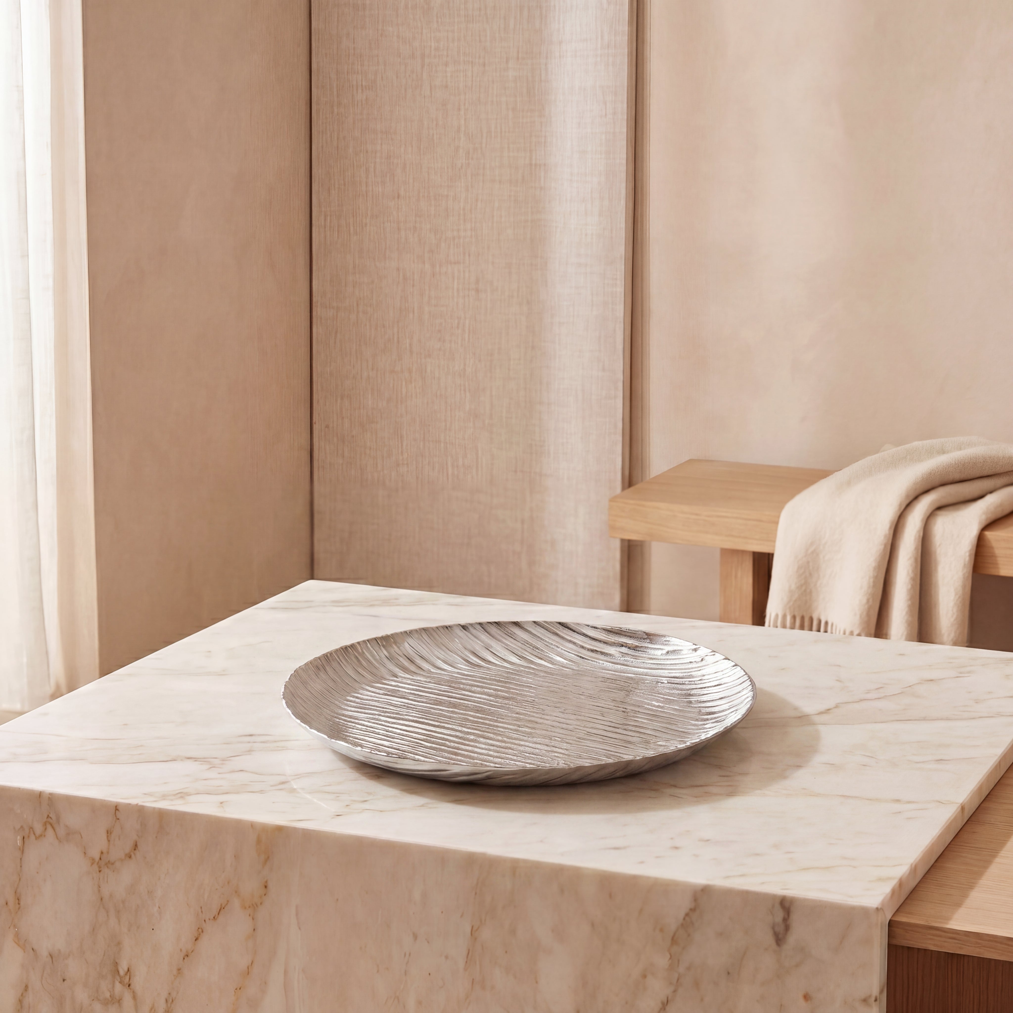 Silver Round Metal Tray