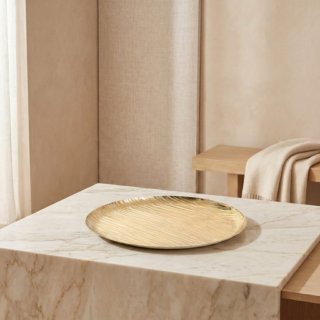 Gold Round Metal Tray