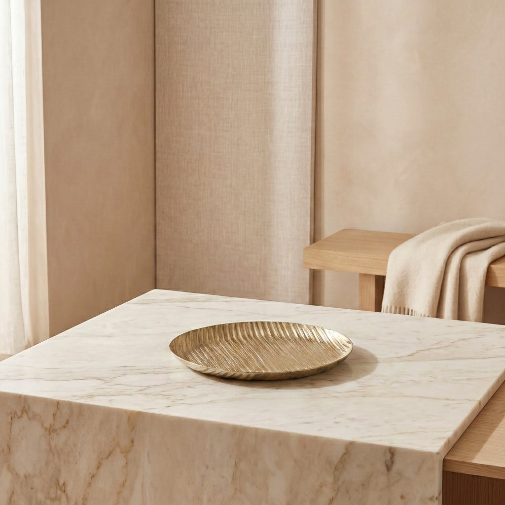 Gold Round Metal Tray