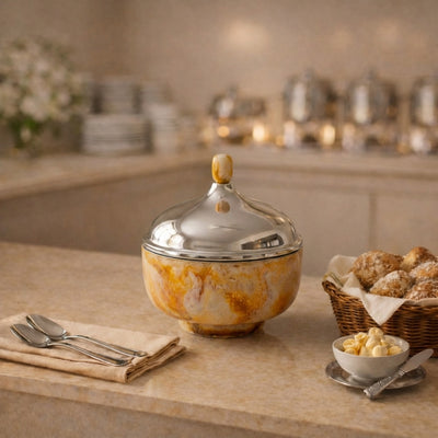Small Resin insulated Pot with Cover - Amber