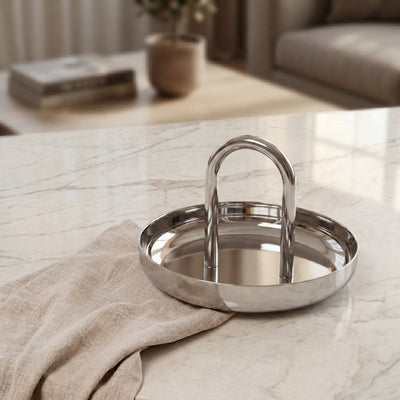 Stainless Steel bowel with a holder - silver small