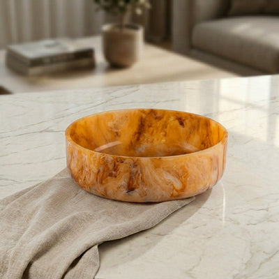 Large Resin Round Serving Bowl - Amber