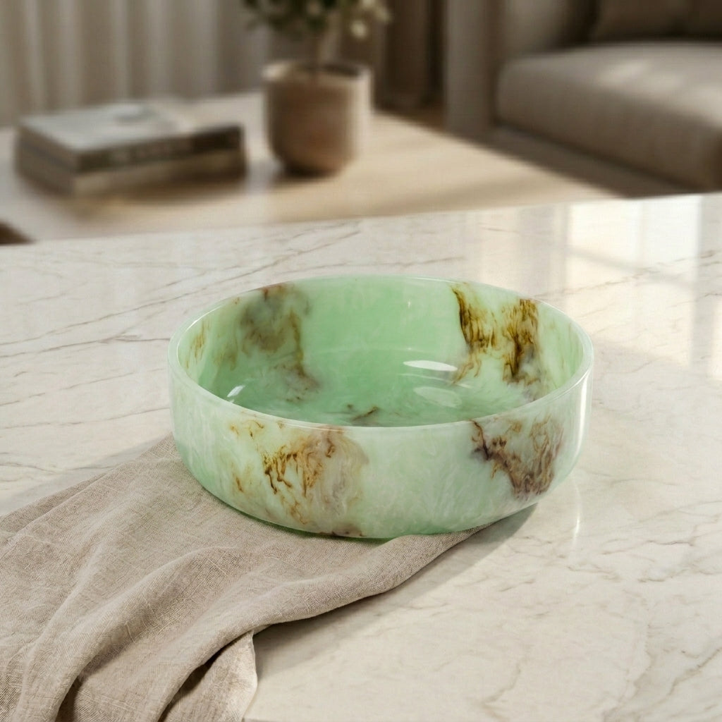 Large Resin Round Serving Bowl - Green