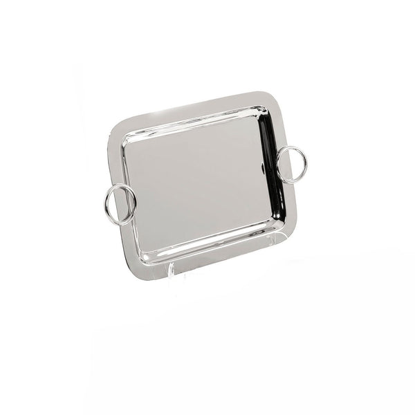 Square Metal Tray with Ring Handles