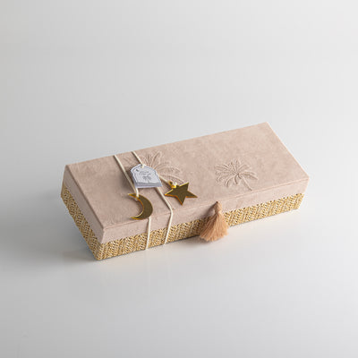 Small Rattan Rectangle Jewelry Box with Cover - Cream