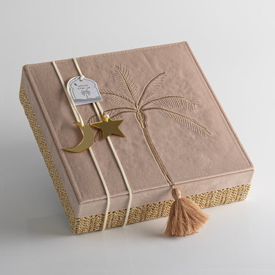 Rattan Square Jewelry Box with Cover - Beige