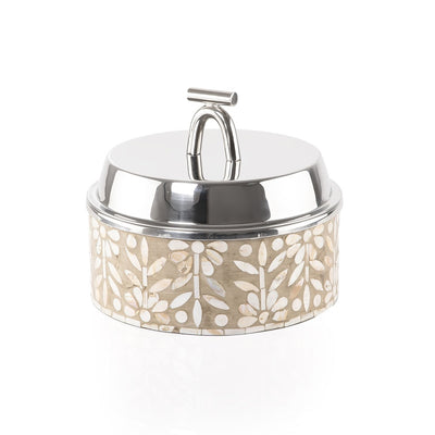 Small mother of pearl stainless steel food heat keeper - beige