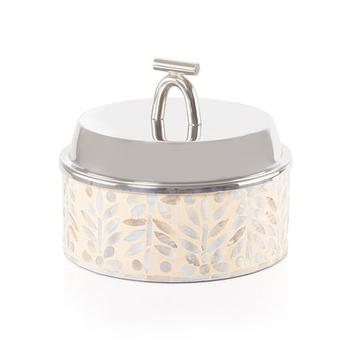 Small mother of pearl stainless steel food heat keeper - cream