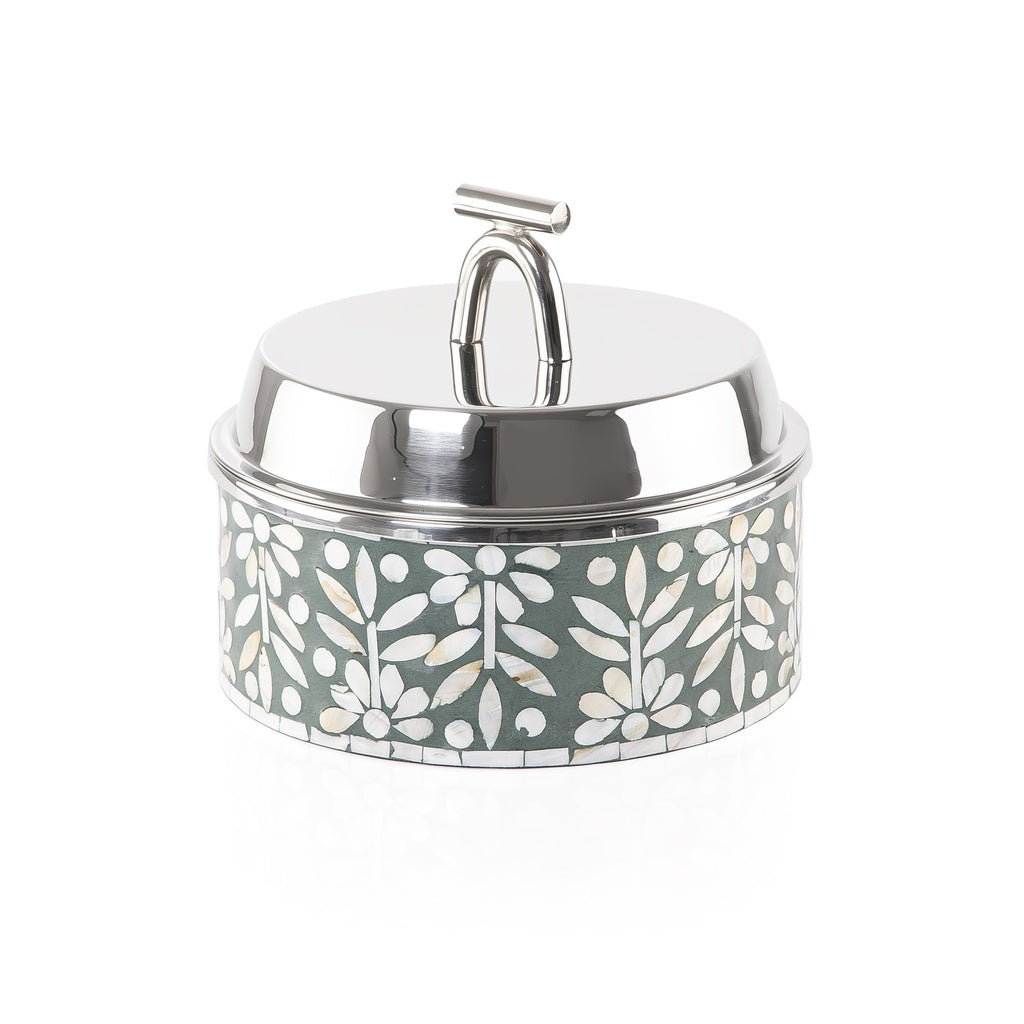 Small mother of pearl stainless steel food heat keeper - green