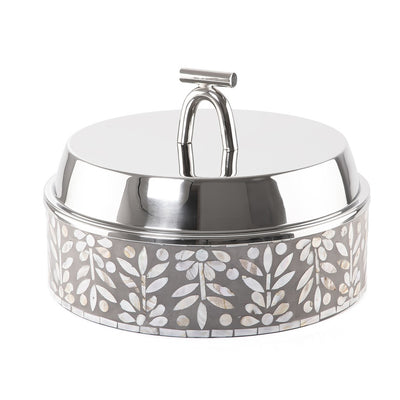 Large mother of pearl stainless steel food heat keeper - grey