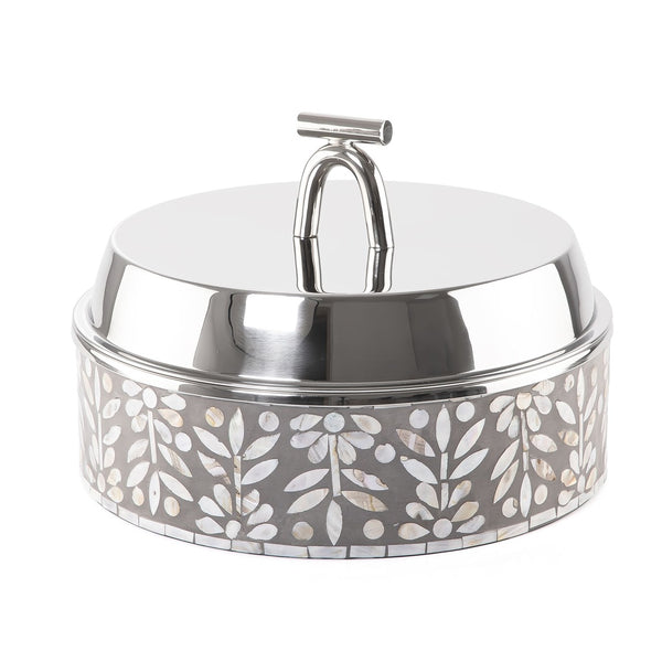 حافظ حرارة الطعام من الصدف و الإستانلس ستيل حجم كبير - رمادي