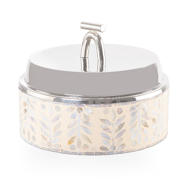 Medium mother of pearl stainless steel food heat keeper - cream