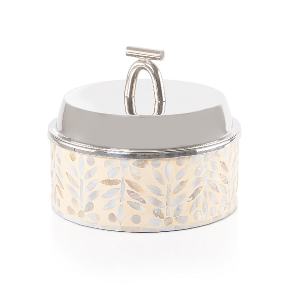 Small mother of pearl stainless steel food heat keeper - cream