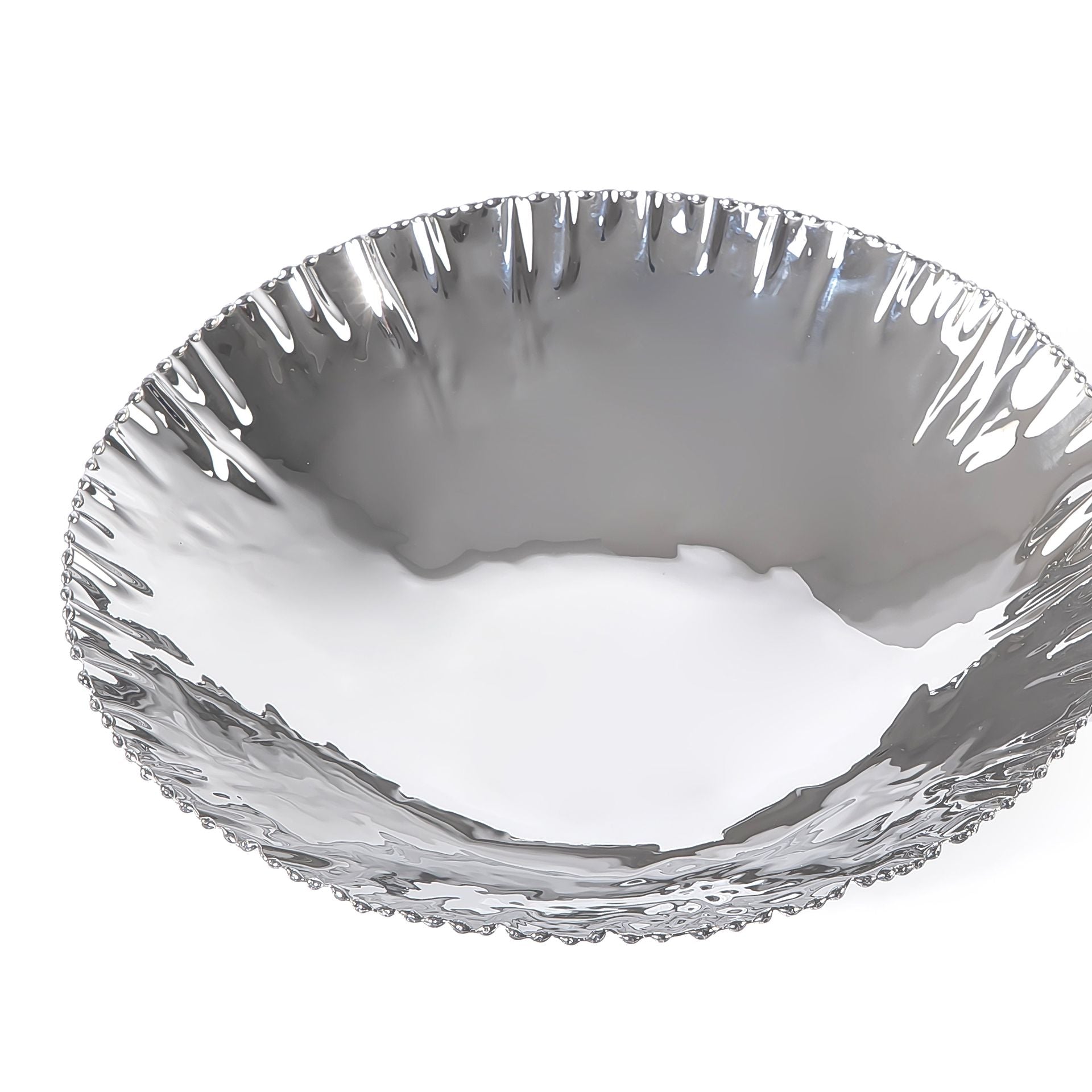 Round silver metal serving bowl - Small