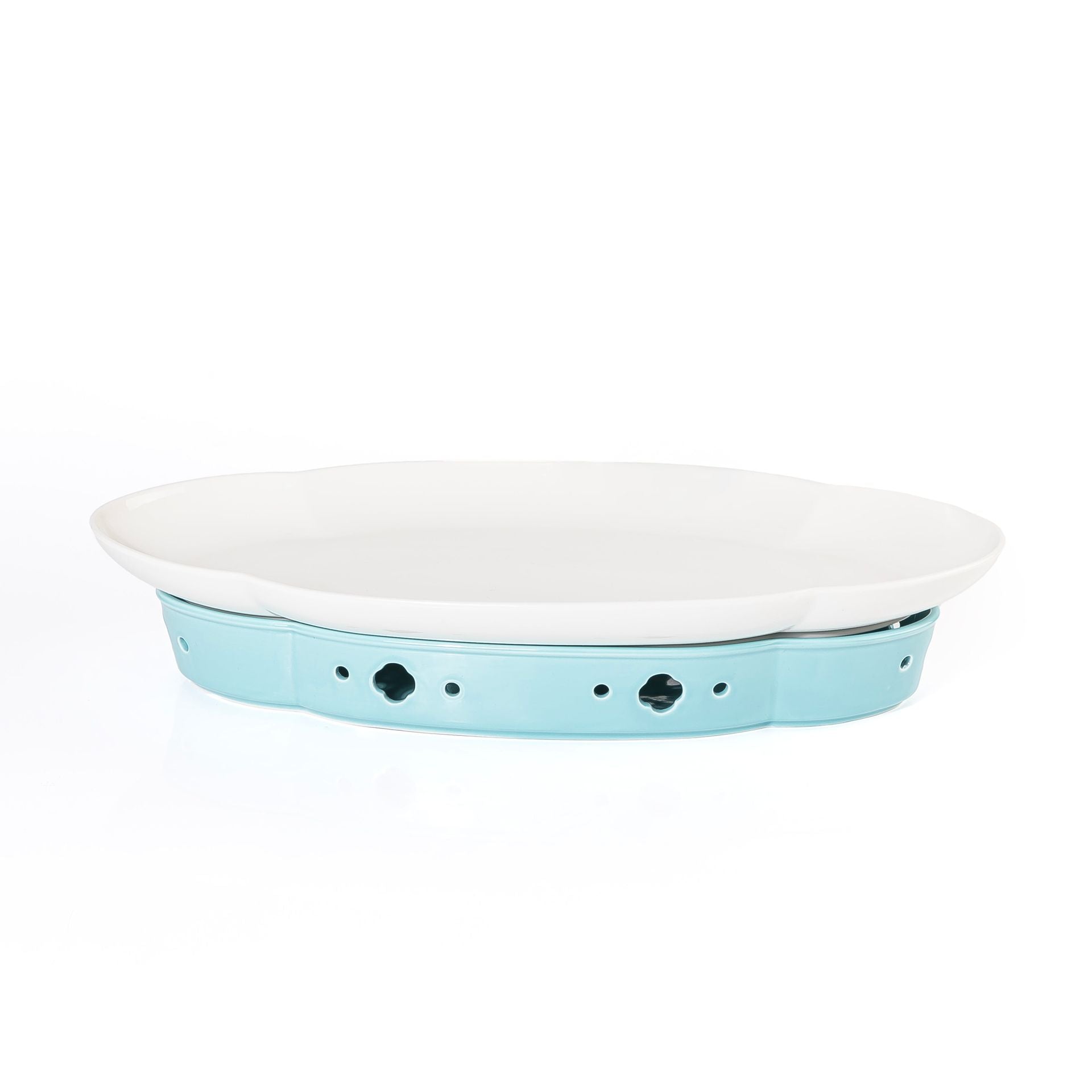 طبق سيراميك أنيق مع قاعدة موقد عملية