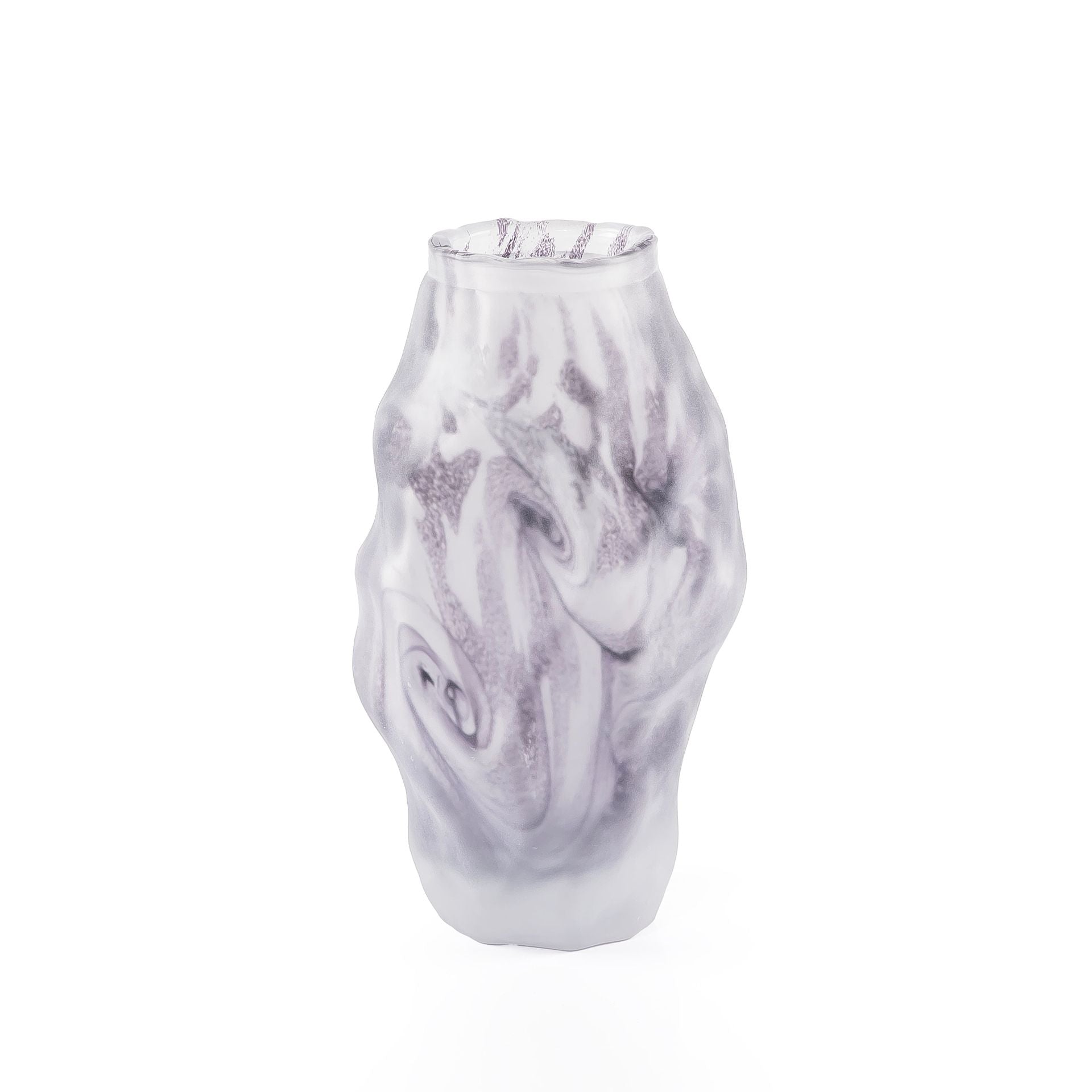 Light purple irregular-shaped marble-look glass vase