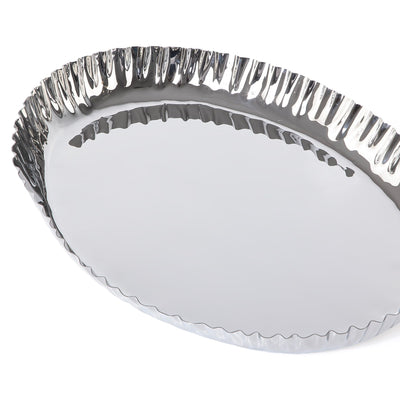 Round silver metal serving bowl