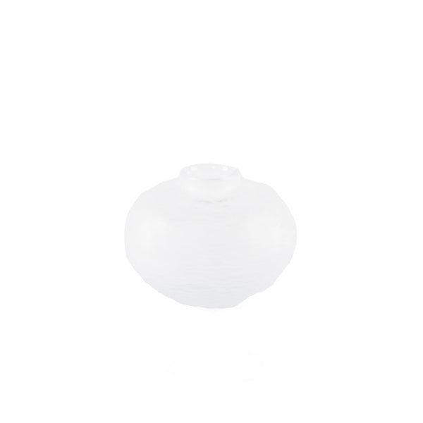 Elegant irregular-shaped white glass vase - small