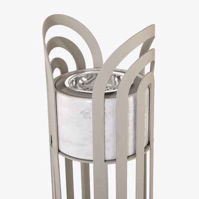 Grey Metal Mabkhar with white Marble Base in Gift Box