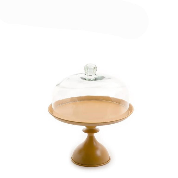 ستاند دائري معدن مع غطاء زجاجي