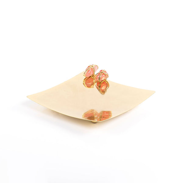 طبق مربع معدن -فضي