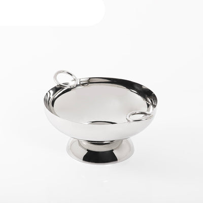 Polished Deep Round Metal Bowl with Ring Handles