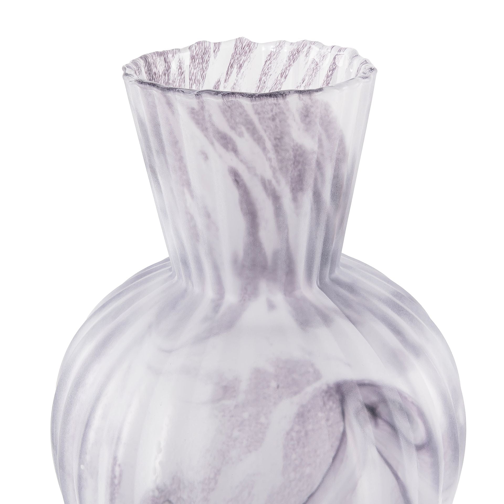 Light purple irregular-shaped marble-look glass vase
