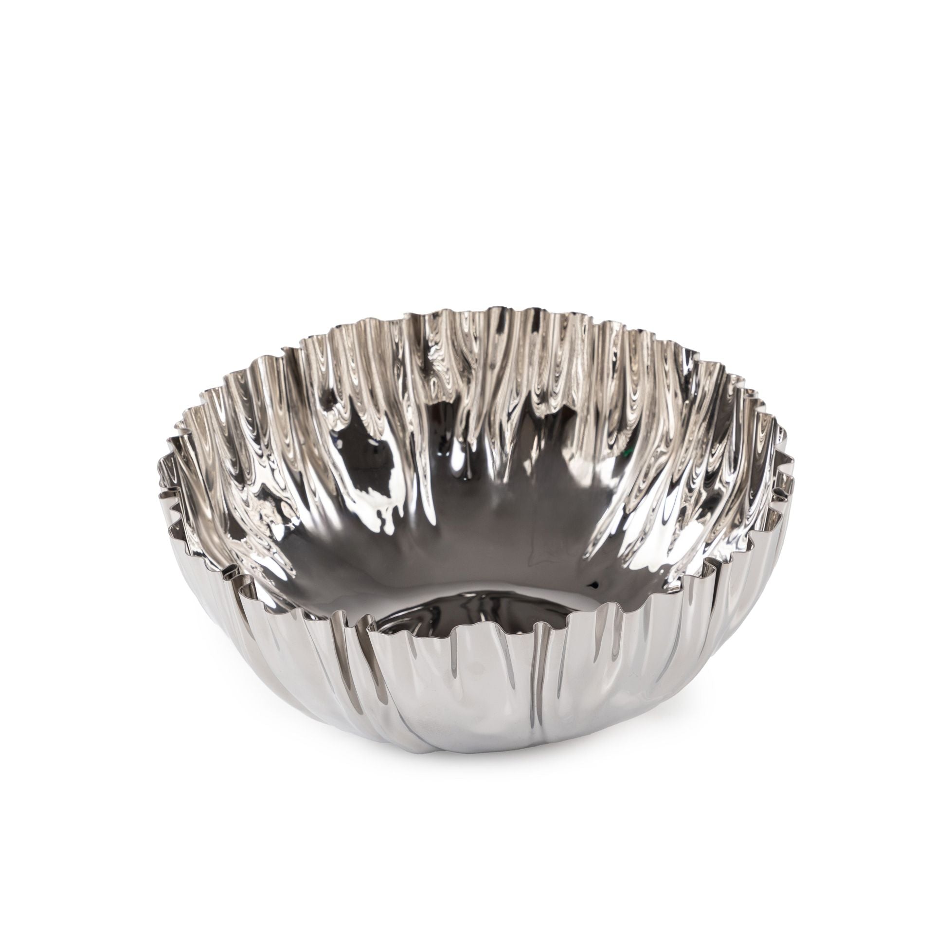 Round silver metal serving bowl - Large