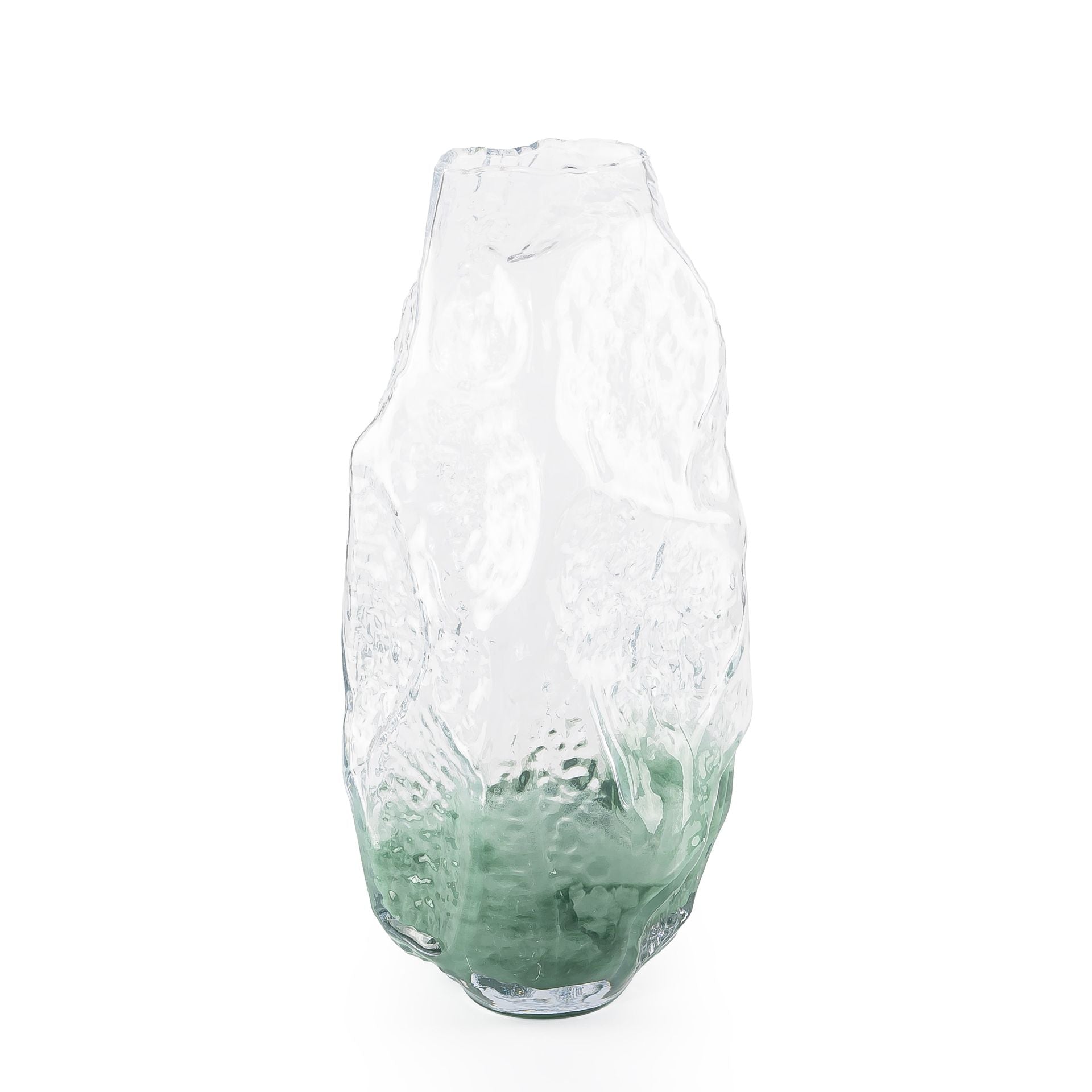 Green Transparent Irregular shaped glass vase
