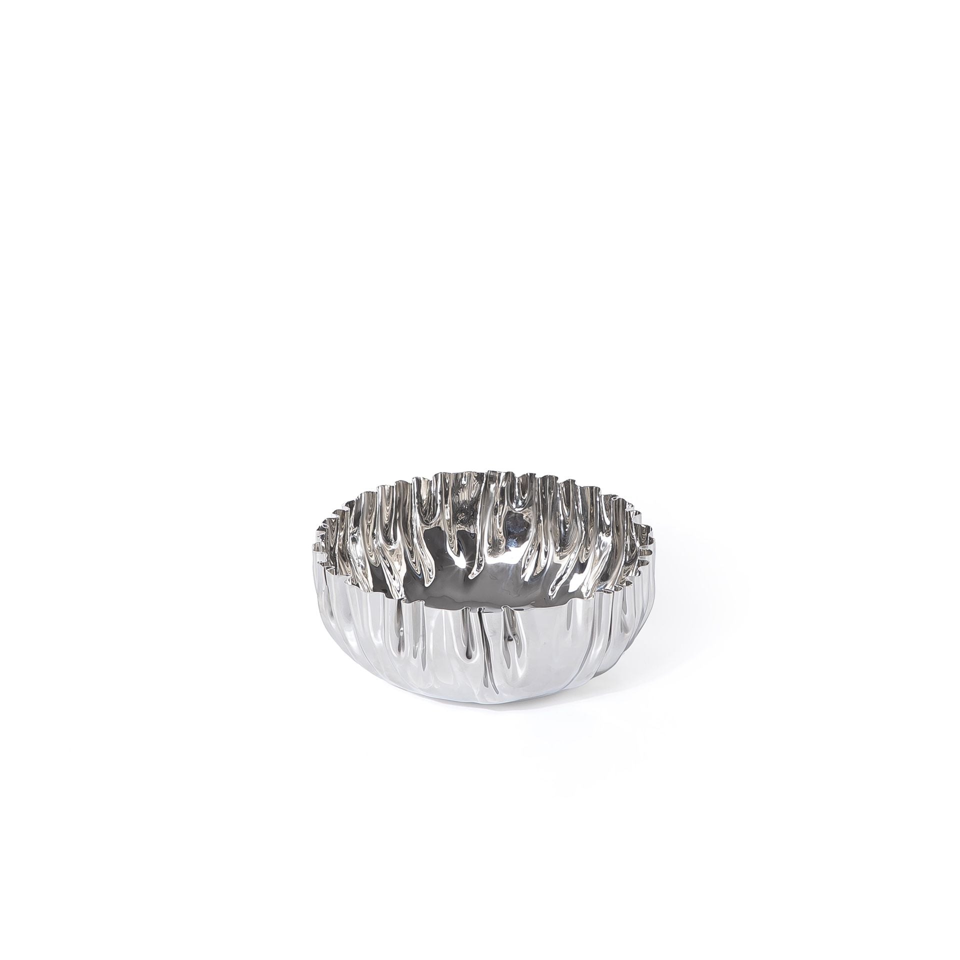 Round silver metal serving bowl - Small