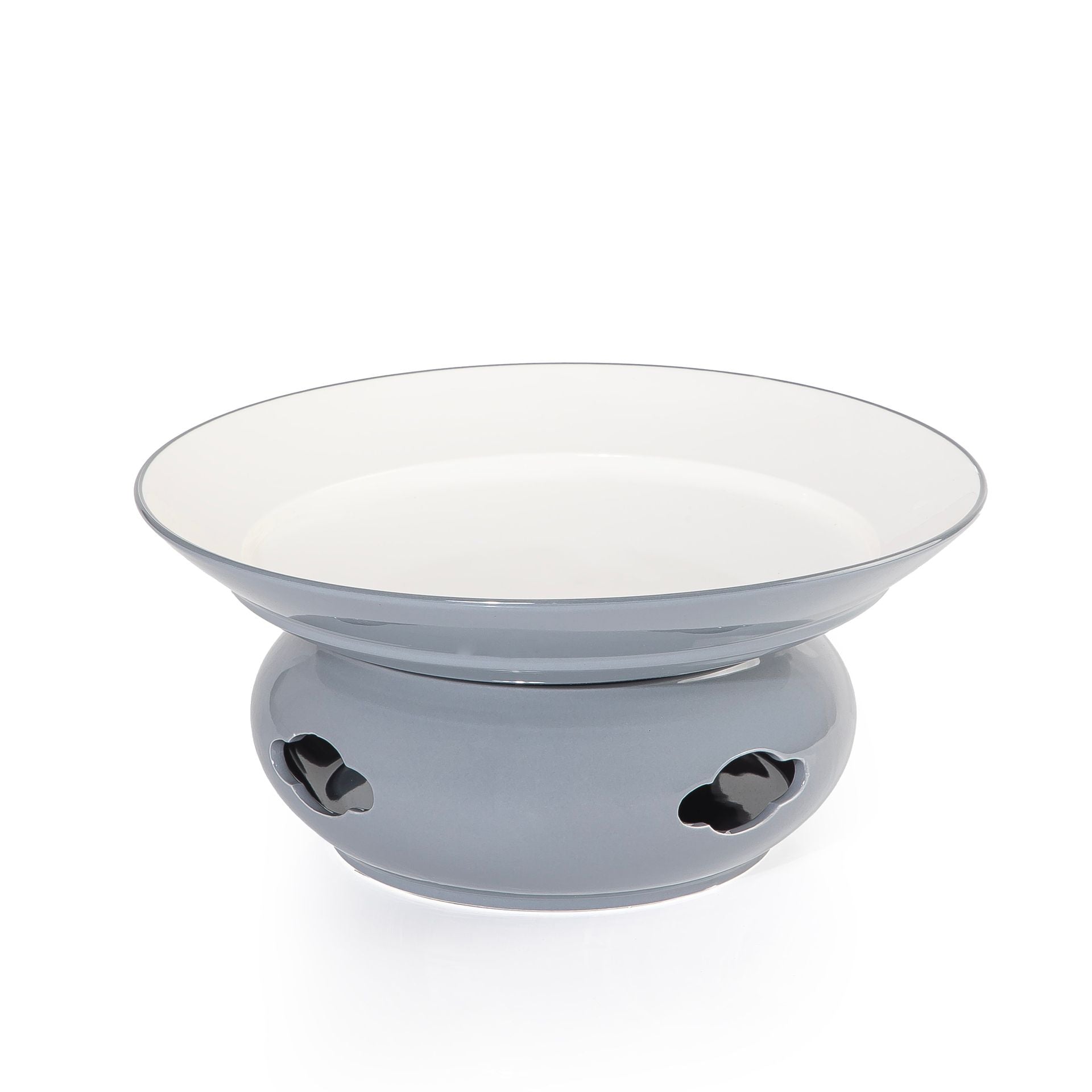 طبق سيراميك أنيق مع قاعدة موقد عملية