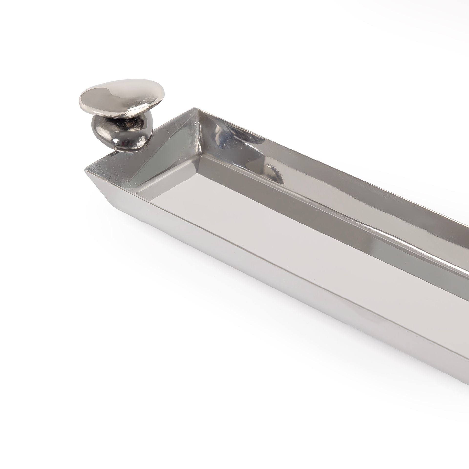 Elegance long stainless steel serving tray - small