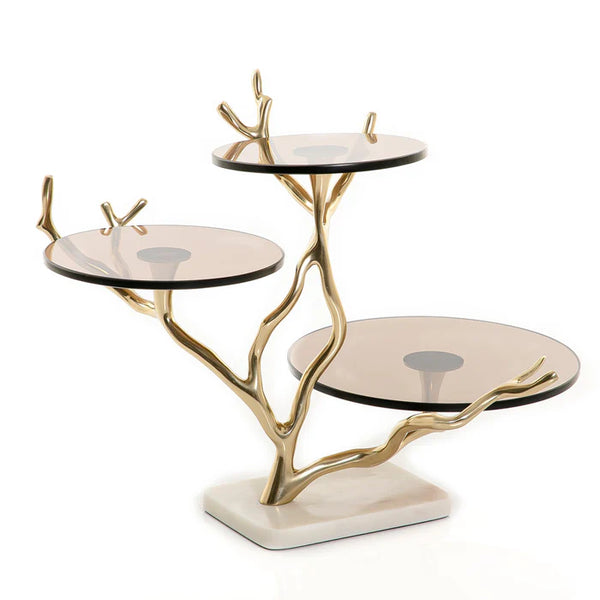 Three-Tier Glass Stand with Marble Base