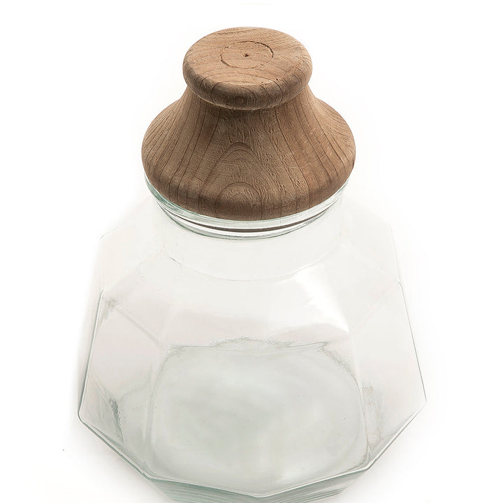 Glass jar with wooden cover (7090444828867)