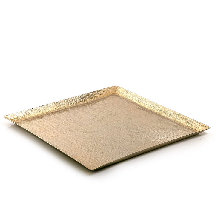 Squared Metal Tray With Repeated Patterns |