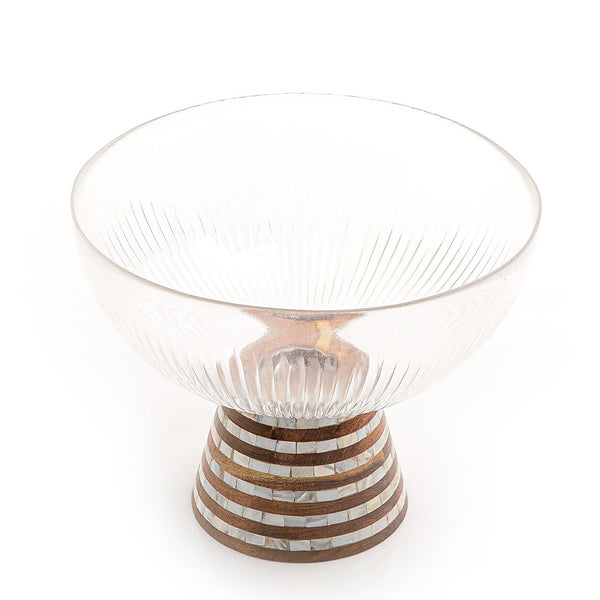 Glass bowl with wooden base (7232917995715)