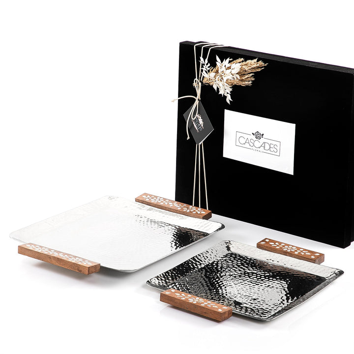 Set of 2 metal trays with gift box (7541488812227)