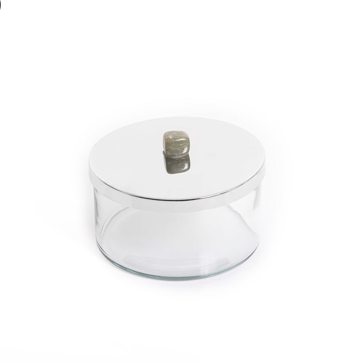 Metal and glass jar with cover (7628755861699)