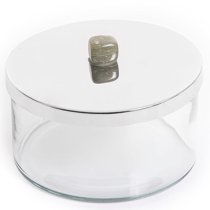 Metal and glass jar with cover (7628755861699)