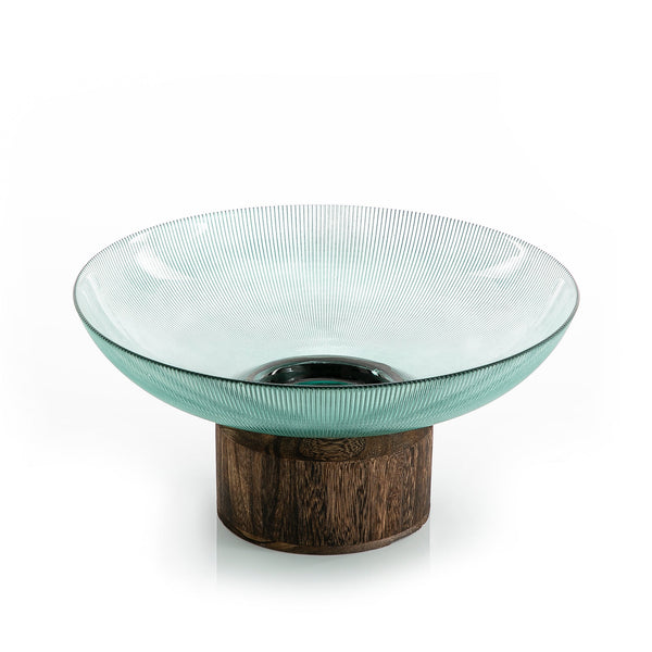 Glass Bowel With Wood Base (5981798334629) (7090441552067)