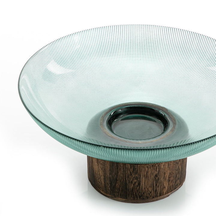 Glass Bowel With Wood Base (5981798334629) (7090441552067)