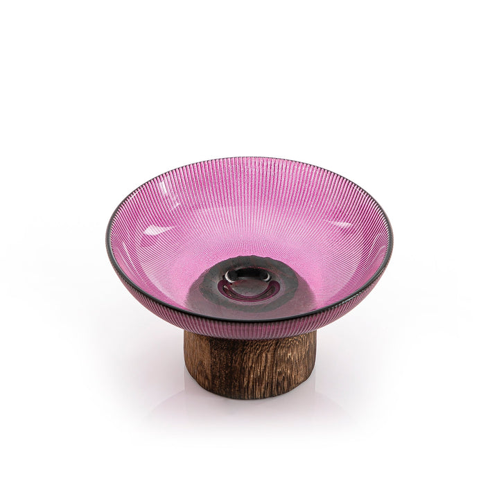 Glass Bowel With Wood Base (5981734404261) (7090441650371)