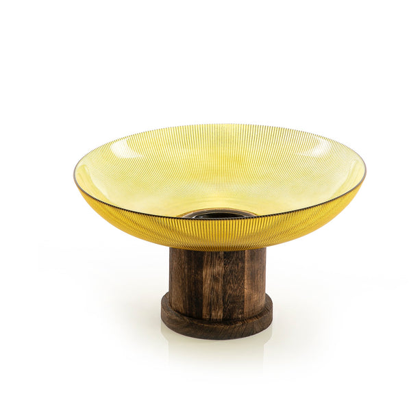 Glass Bowel With Wood Base (5981676994725) (7090441683139)