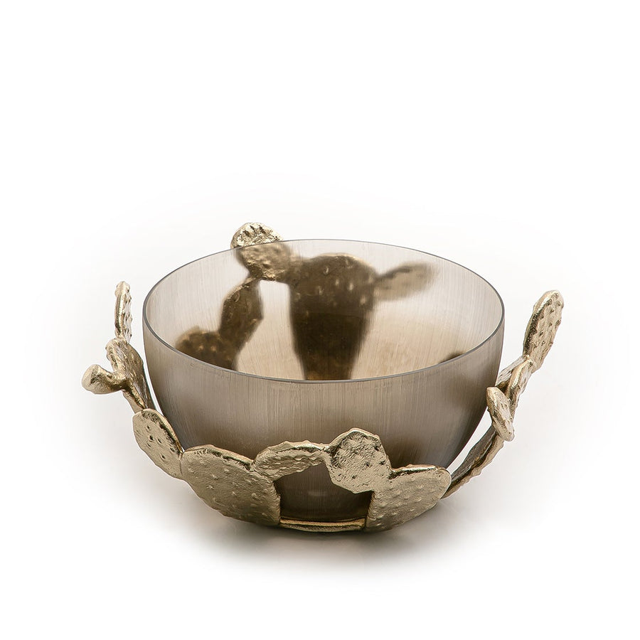 Metal and glass bowl large size (7090477891779)