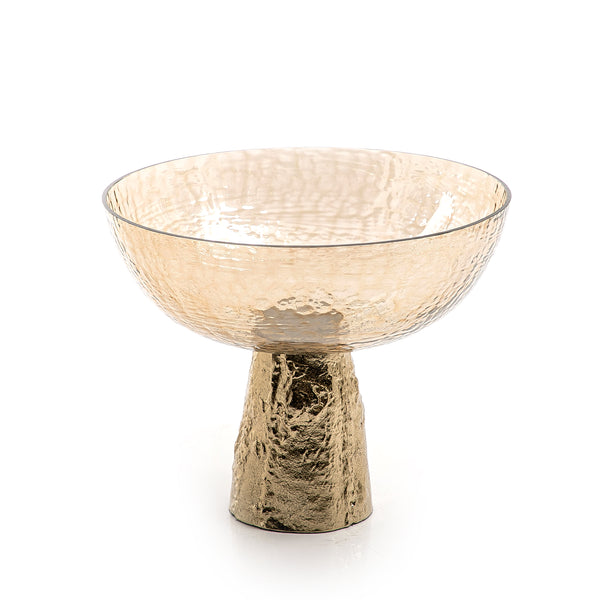 Gold Glass Bowl With Metal Base (7486596841667)