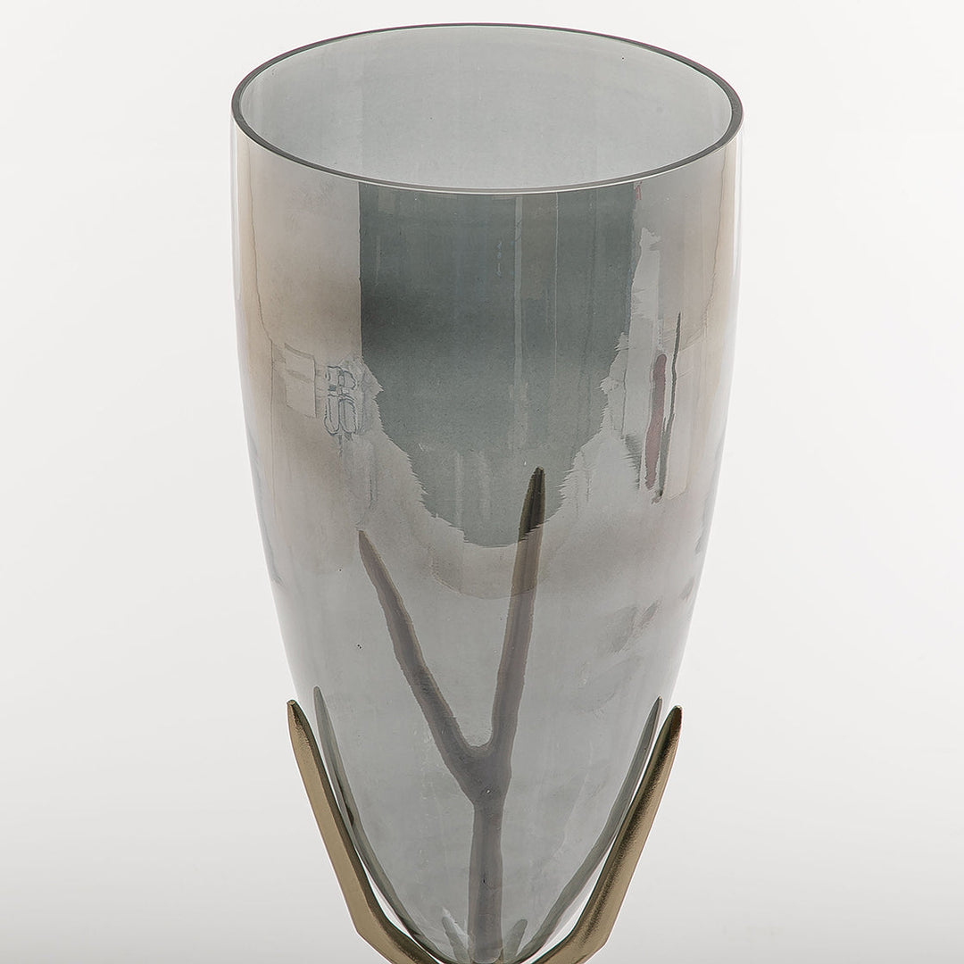 Glass and metal vase large size (7090440831171)