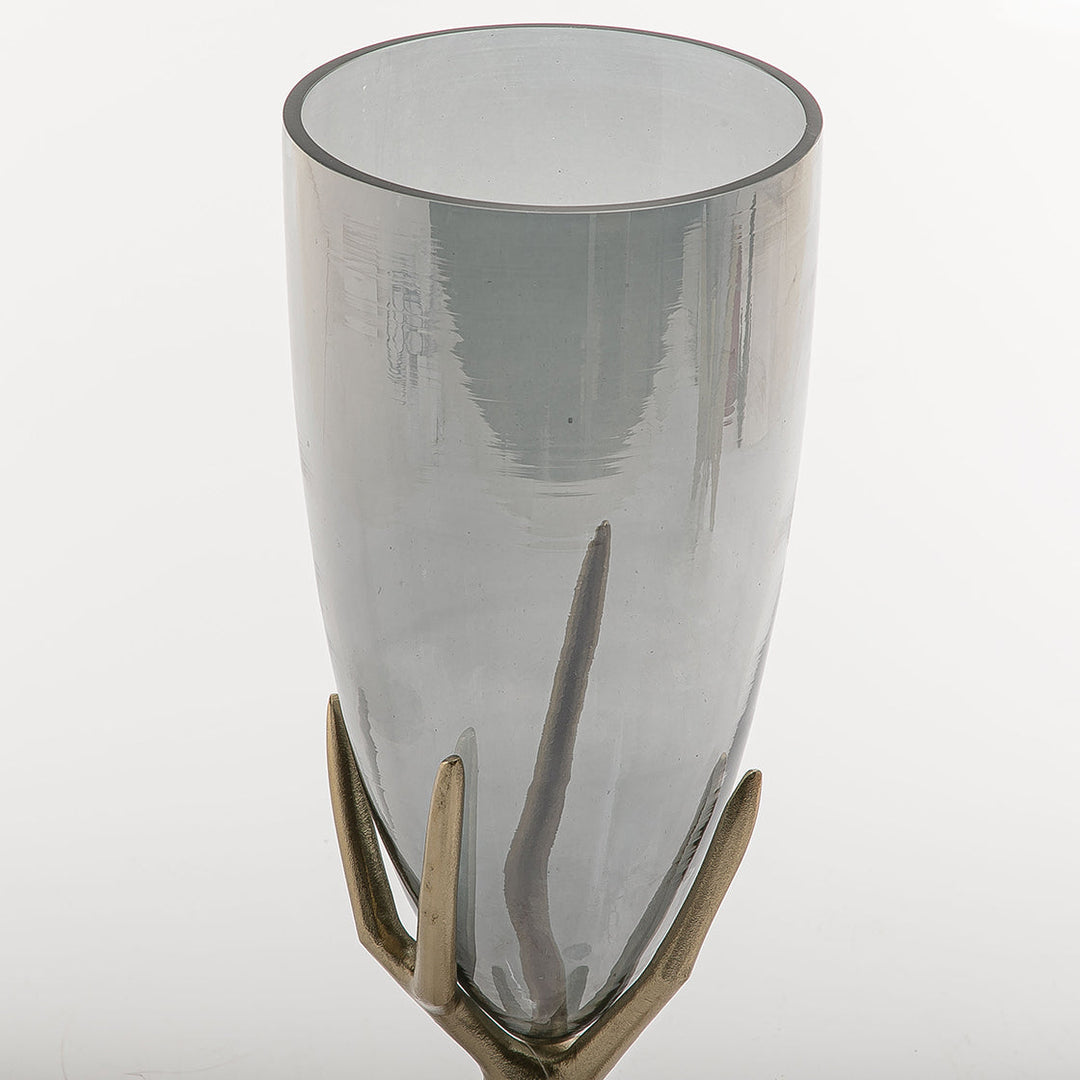 Glass and metal vase small size (7090440896707)